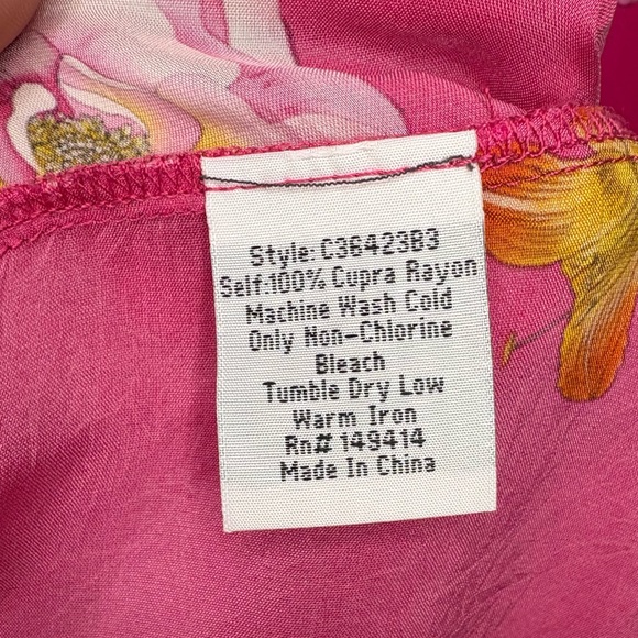 Johnny Was Golden Bouquet Vibrant Pink Floral Bias Maxi Dress Size Small - Picture 6 of 16